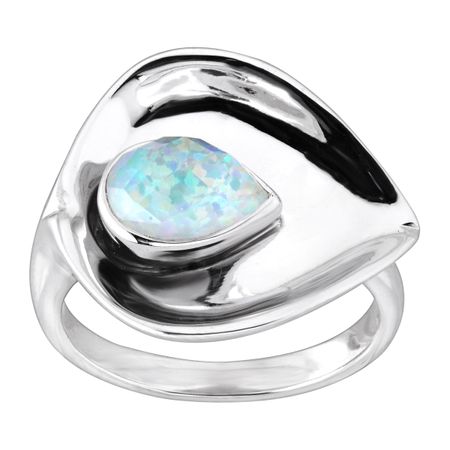 Snowy Opal Quartz Doublet Calla Lily Ring