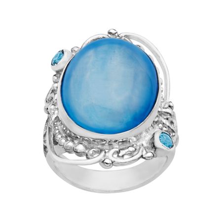 Blue Selenite & Blue Topaz Ring