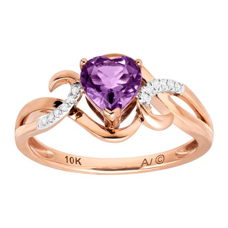 5/8 ct Heart-Cut Amethyst Ring with Diamonds