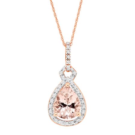 2 ct Morganite & 1/6 ct Diamond Pear Drop Pendant