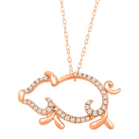 1/10 ct Diamond Pig Necklace