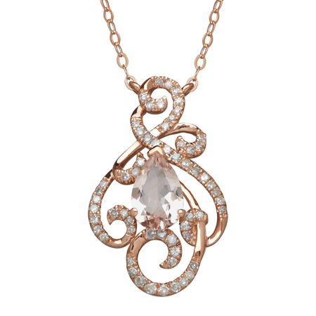 1 1/10 ct Morganite & 1/5 ct Diamond Swirl Necklace