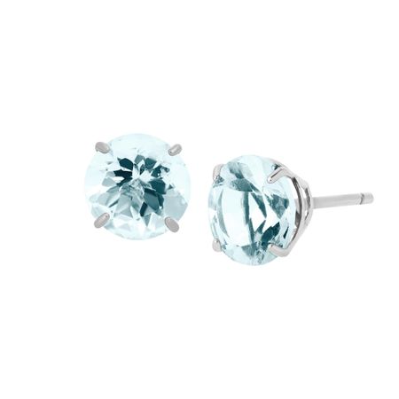 1 3/8 ct Aquamarine Round-Cut Stud Earrings