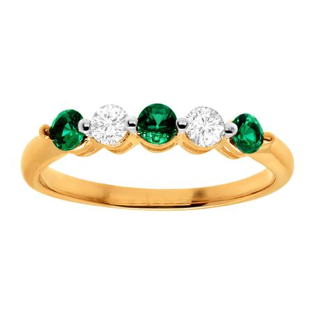 1/2 ct Emerald & White Sapphire Band Ring