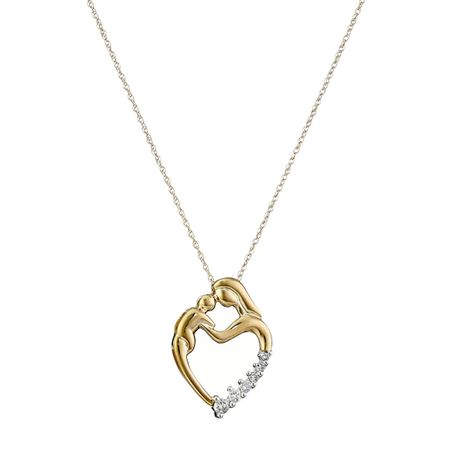 Mother and Child 1/8 ct Diamond Heart Pendant