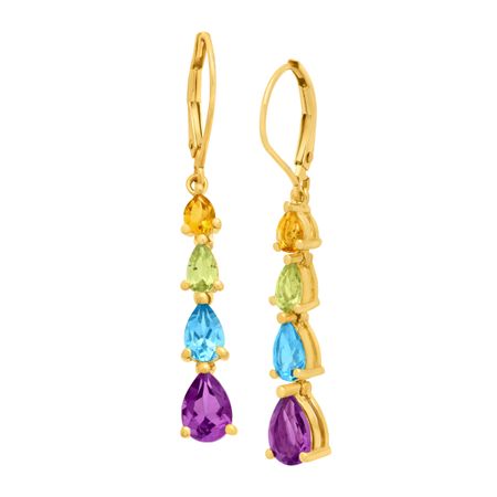 3 ct Multi-Stone Drop Earrings