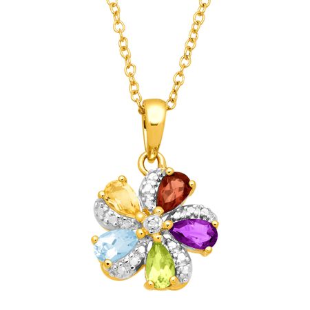 1 1/6 ct Multi-Gem Pinwheel Flower Pendant