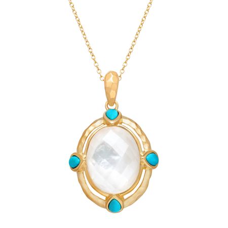 Pendant with Crystal over Mother-of-Pearl & Turquoise