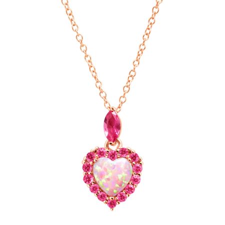 1 ct Opal & Pink Sapphire Heart Pendant