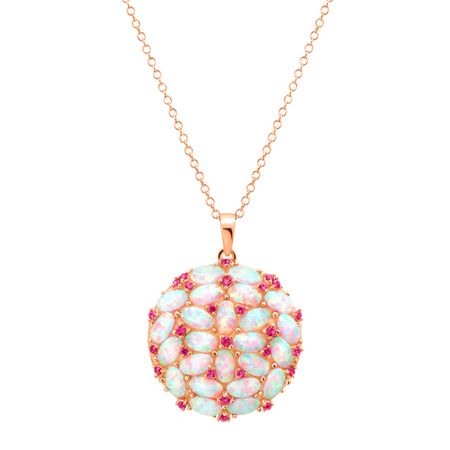 2 3/8 ct Opal & Pink Sapphire Medallion Pendant