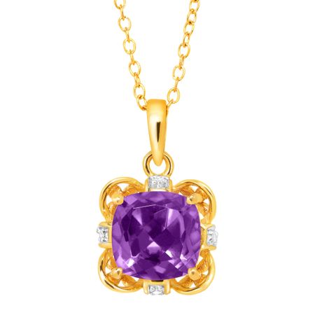 1 1/2 ct Amethyst Pendant with Diamonds