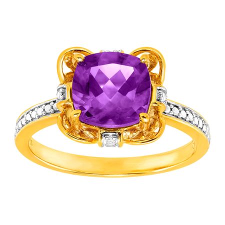 1 1/2 ct Amethyst Ring with Diamonds
