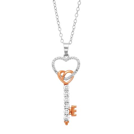 Open Heart Key Pendant with Diamonds