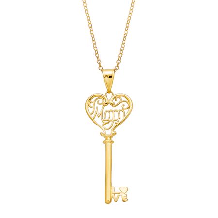 'Mom' Heart Key Pendant