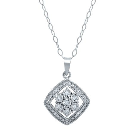 Drop Tile Flower Pendant with Diamonds