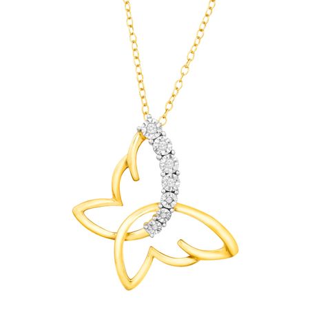 Sideways Butterfly Pendant with Diamonds