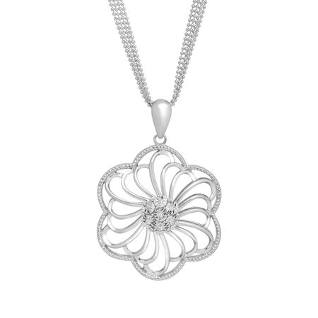 1/8 ct Diamond Open Flower Pendant