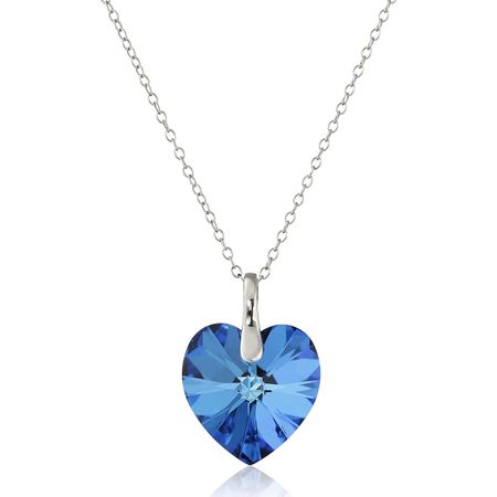 Heart Pendant with Bermuda Blue Swarovski Crystal