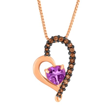 7/8 ct Amethyst & Smokey Quartz Heart Pendant