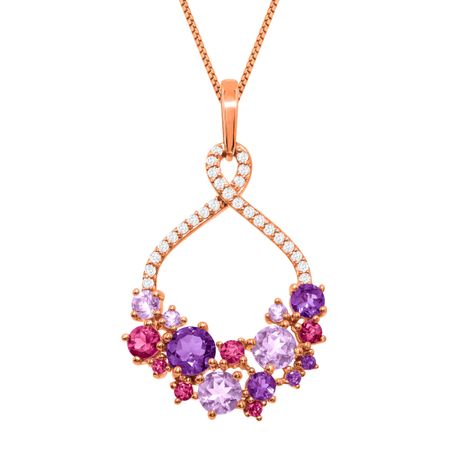 2 1/3 ct Amethyst & Pink Tourmaline Drop Pendant