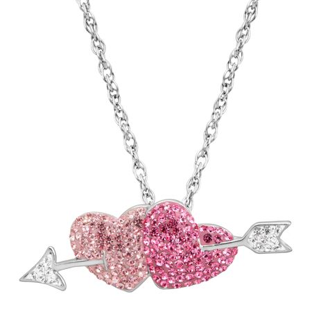 Double Heart & Arrow Pendant with Swarovski Crystals