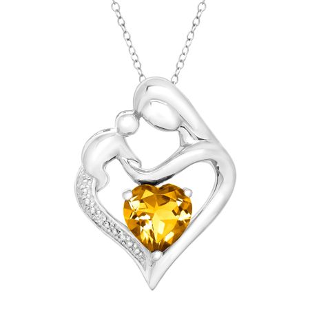 1 1/10 ct Citrine Mother & Child Pendant with Diamond
