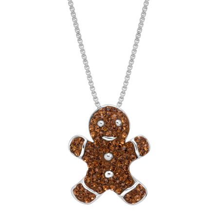 Gingerbread Man Cookie Pendant with Swarovski Crystals