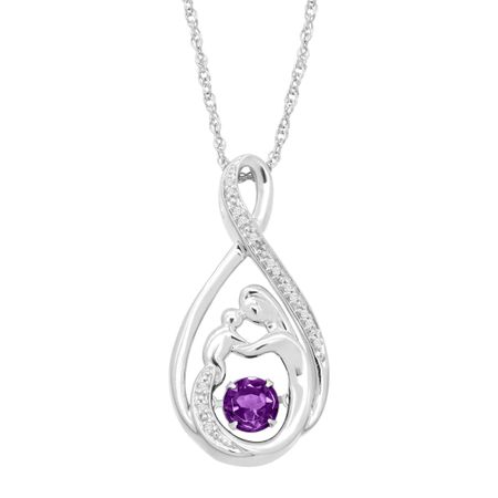 1/2 ct Amethyst Floater Mother & Child Pendant with Diamonds