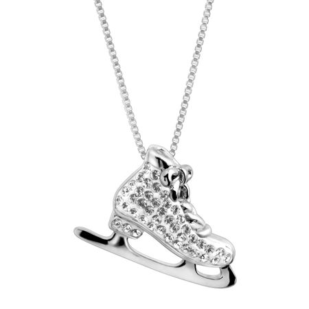 Ice Skate Pendant with Swarovski Crystals