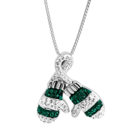 Striped Mittens Pendant with Swarovski Crystals
