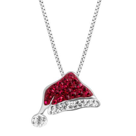Santa Hat Pendant with Swarovski Crystals