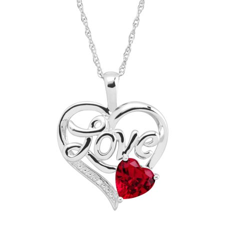 1 5/8 ct Ruby Love Heart Pendant with Diamond