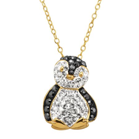 Penguin Pendant with Crystals, Yellow