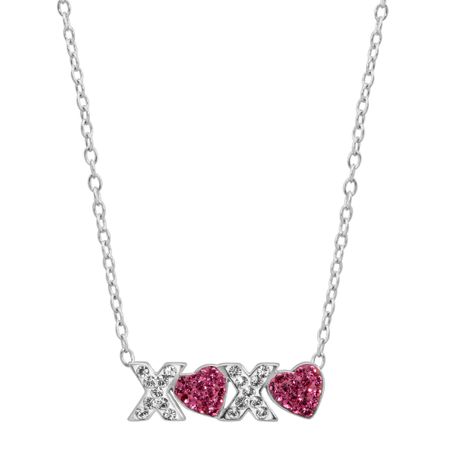 'XO' Hugs & Kisses Heart Necklace with Swarovski Crystals
