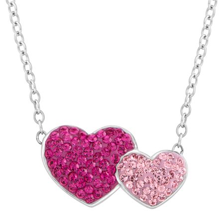 Double Heart Pendant with Swarovski Crystals
