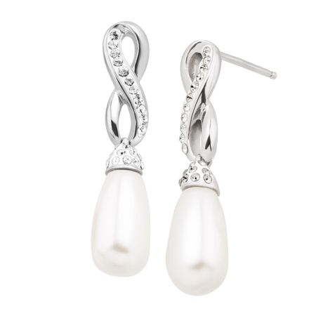 Infinity Pearl Drop Earrings with Swarovski Crystals