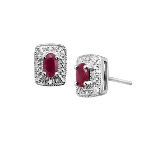 3/4 ct Ruby Earrings with Diamonds