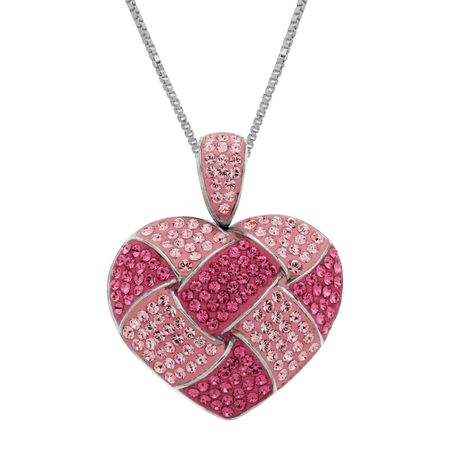 Woven Heart Pendant with Pink Swarovski Crystals
