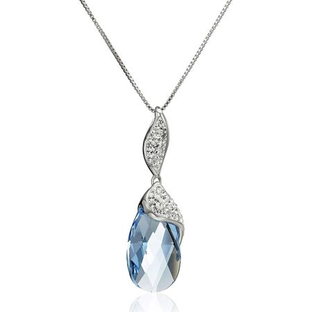 Blue Briolette Twist Pendant with Swarovski Crystals