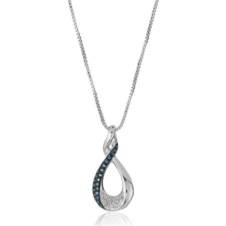 1/5 ct Blue & White Diamond Twist Pendant
