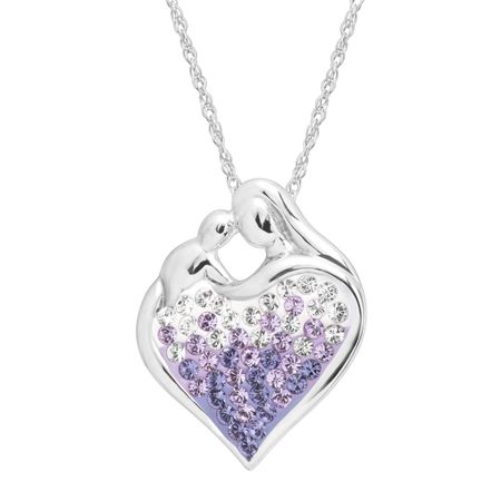 Mother & Child Pendant with Purple Swarovski Crystals
