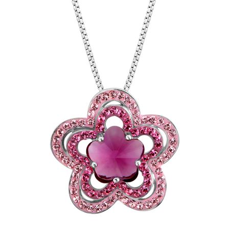 Concentric Flower Pendant with Swarovski Crystals