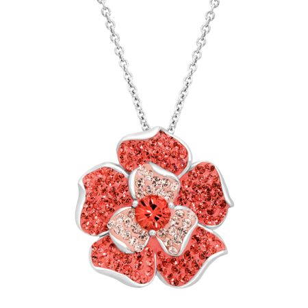 Flower Pendant with Coral Swarovski Crystals