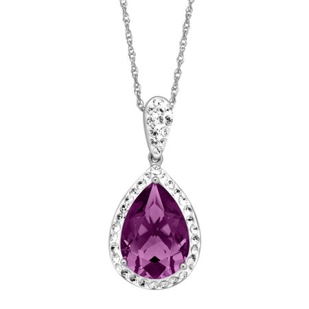 Pear Pendant with Purple Swarovski Crystals