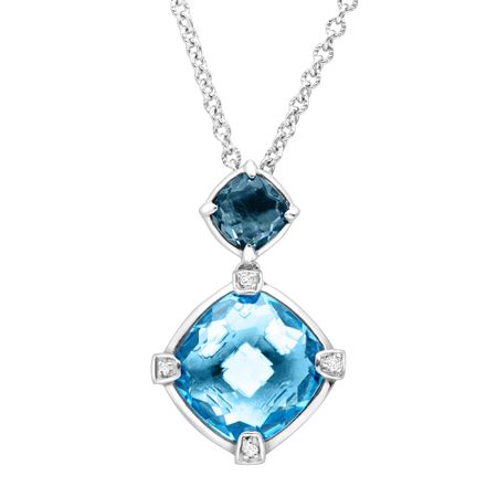 4 3/8 ct Swiss & London Blue Topaz Pendant with Diamonds