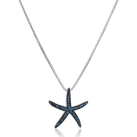 1/5 ct Blue Diamond Starfish Pendant