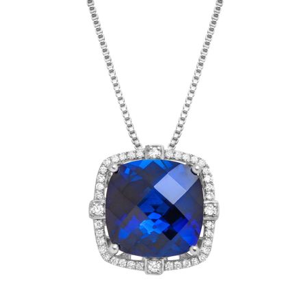 9 1/2 ct Sapphire & 1/5 ct Diamond Pendant
