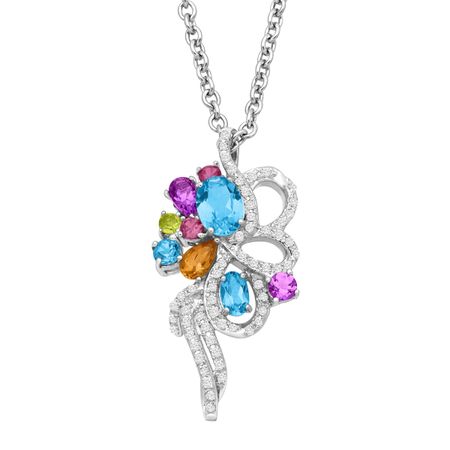 2 1/8 ct Multi-Stone & 1/4 ct Diamond Bouquet Pendant
