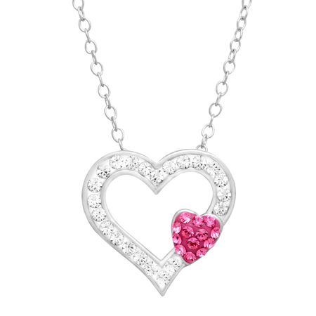Open Heart Pendant with Swarovski Crystals