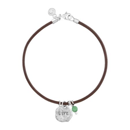 'Live' Leather Charm Bracelet with Aventurine